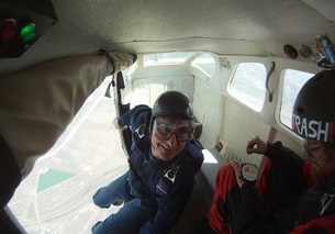 jump out of